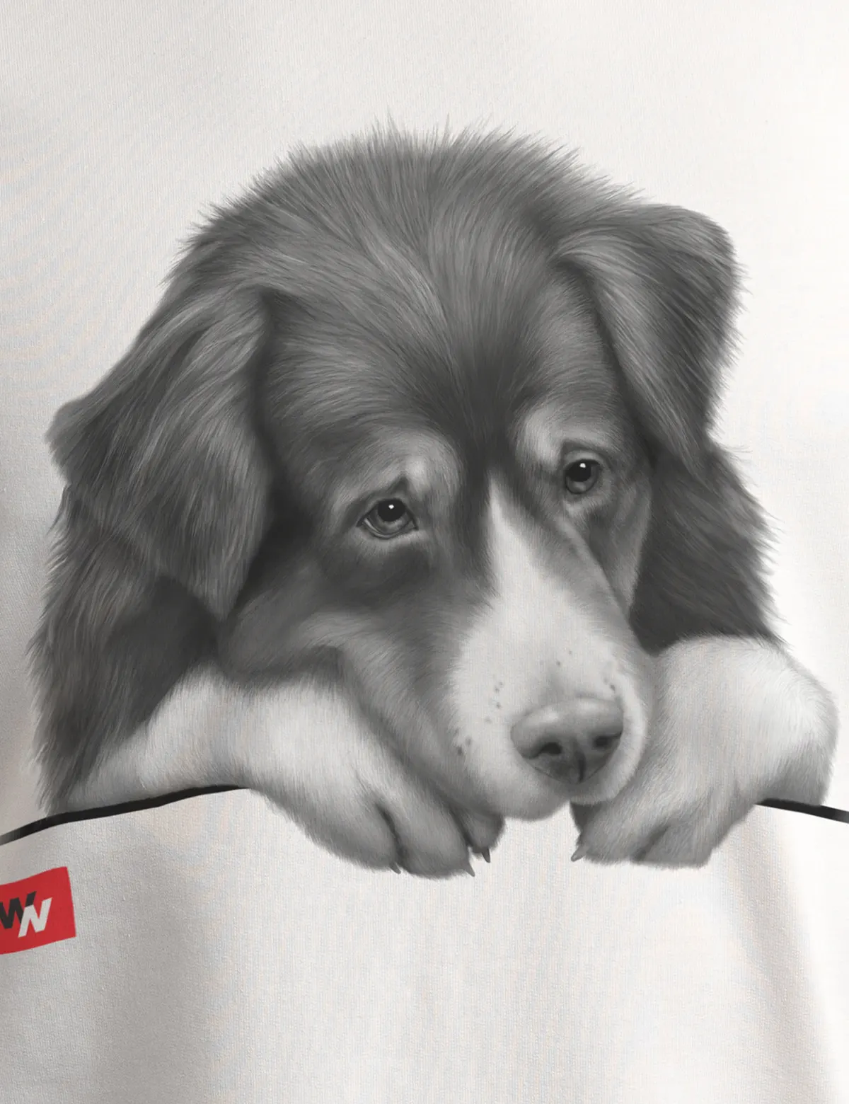 "Задумчивый пёс" Лонгслив мужской белый оверсайз 