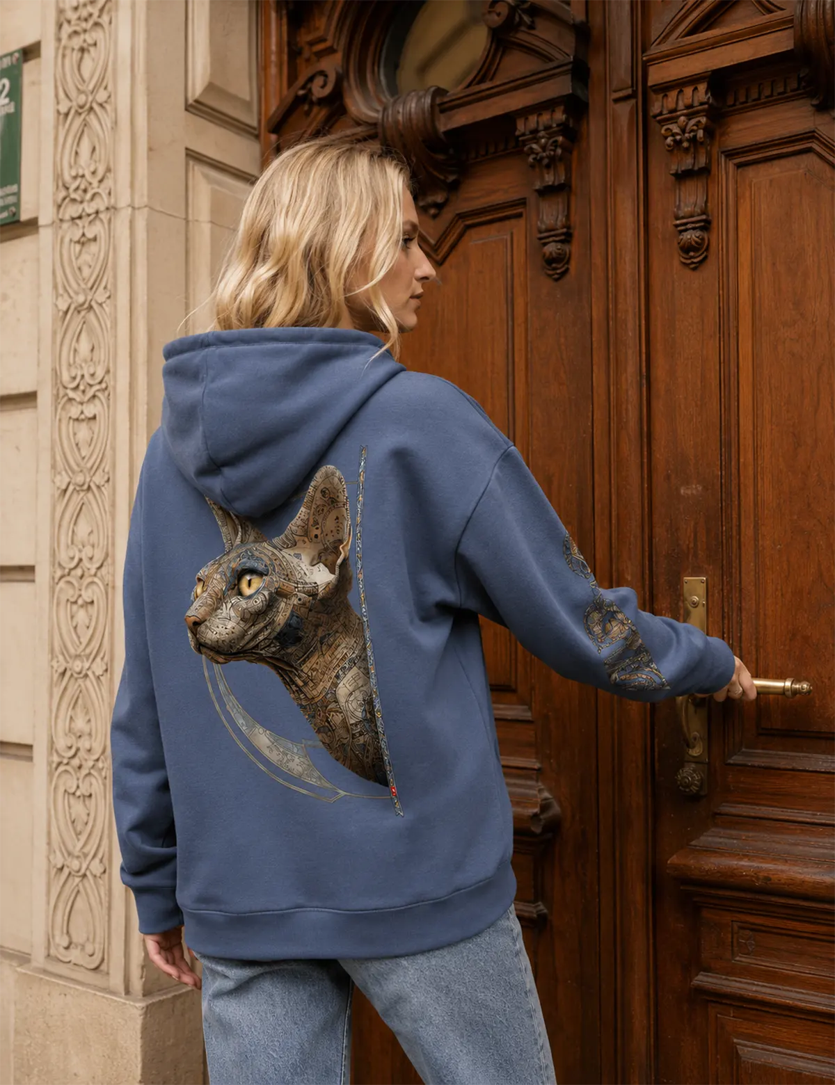 "Ариму, хранитель кодекса" Зип-худи женское синее классическое 