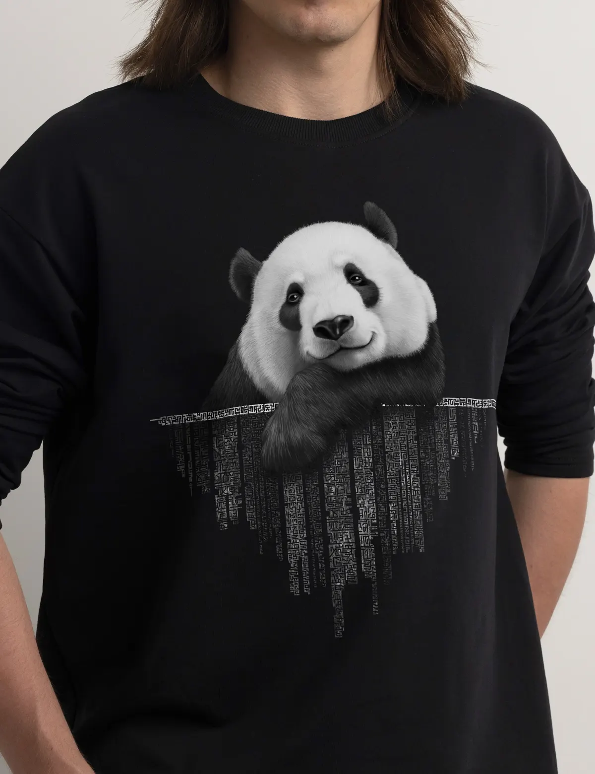 "Линь Бао, дух бамбуковой долины" Лонгслив мужской черный классический 