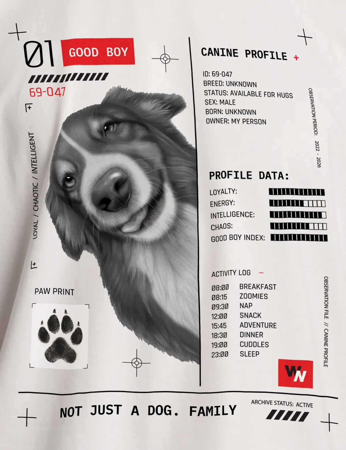 "Good boy. Front design" Футболка мужская белая оверсайз. 