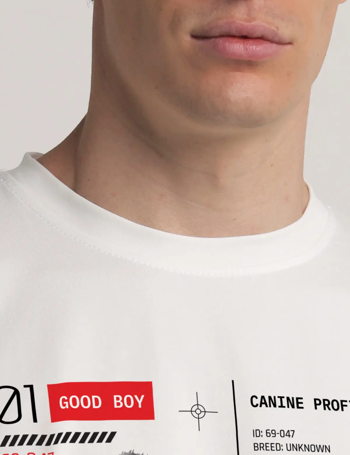 "Good boy. Front design" Футболка мужская белая оверсайз. 