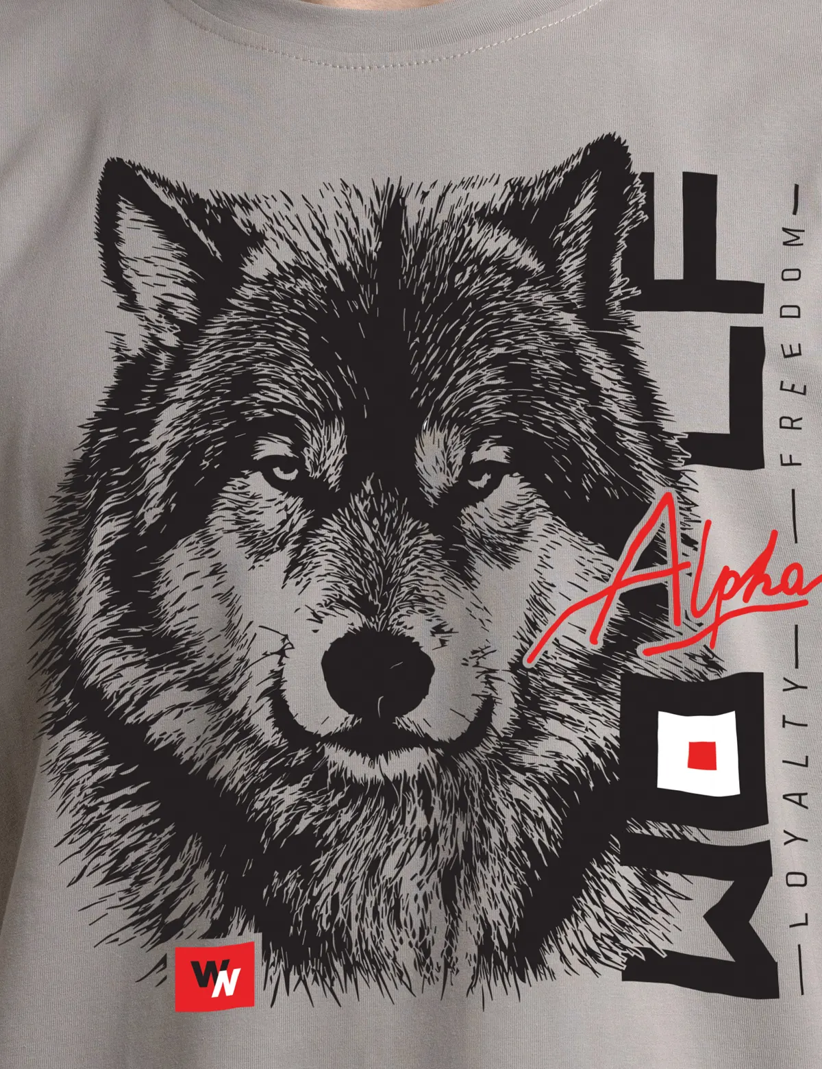 "Wolf Alpha" Футболка мужская серая оверсайз