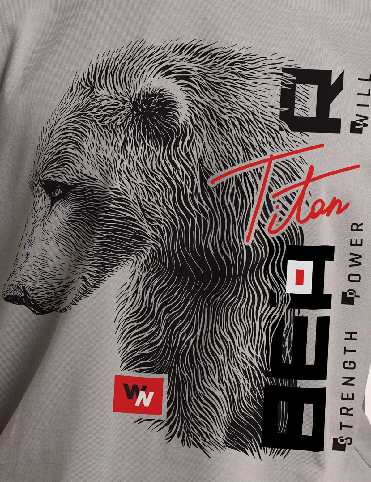 "Bear Titan" Футболка мужская серая оверсайз
