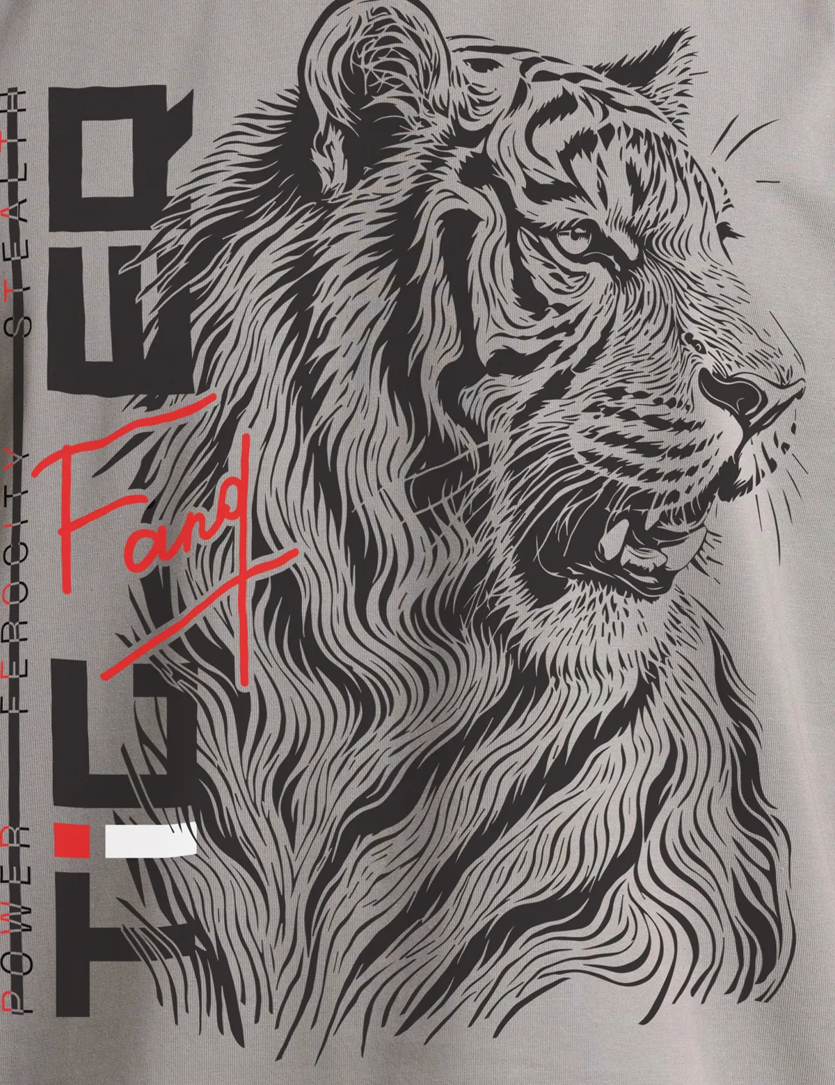 "Tiger Fang" Футболка мужская серая оверсайз