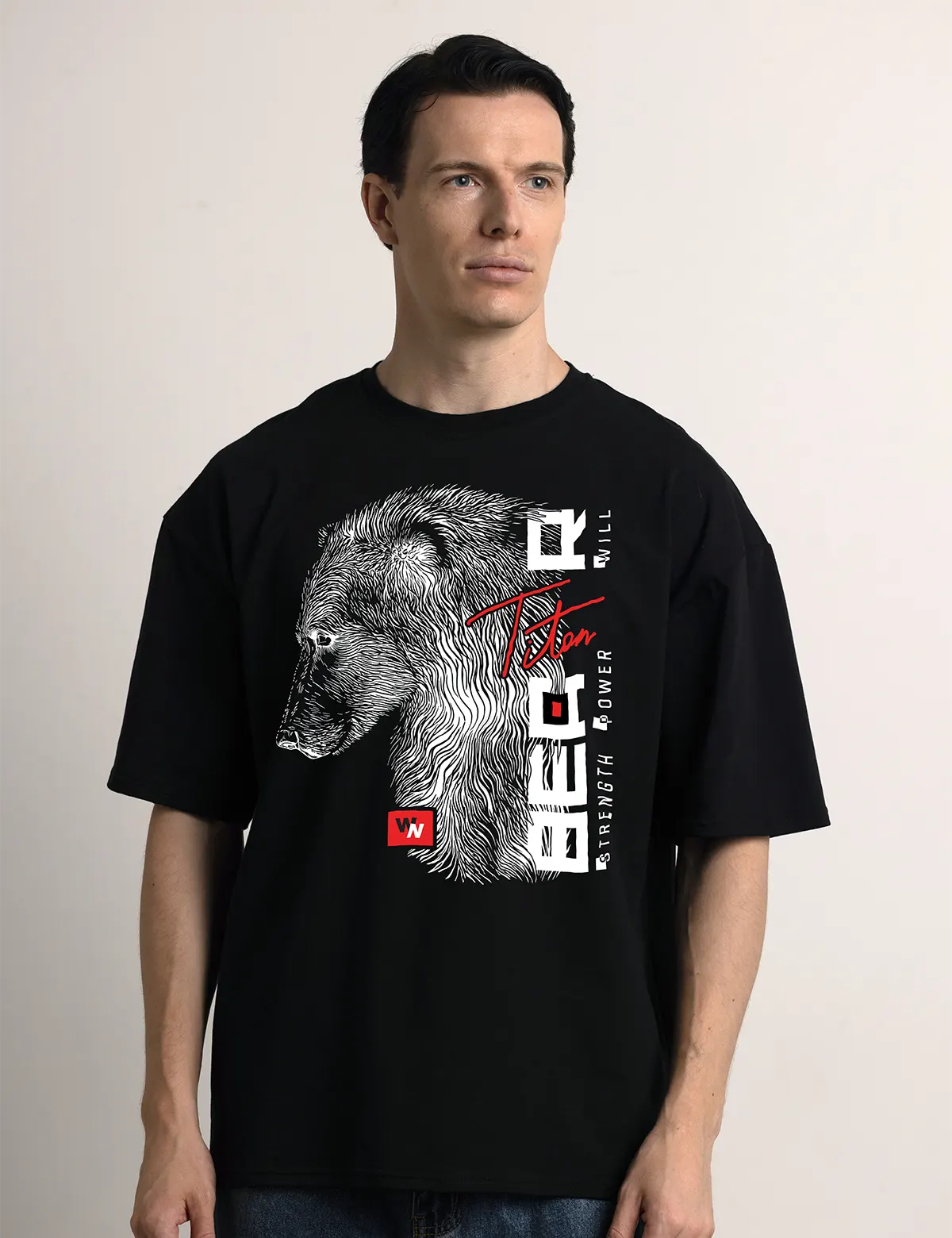 "Bear Titan" Футболка мужская черная оверсайз