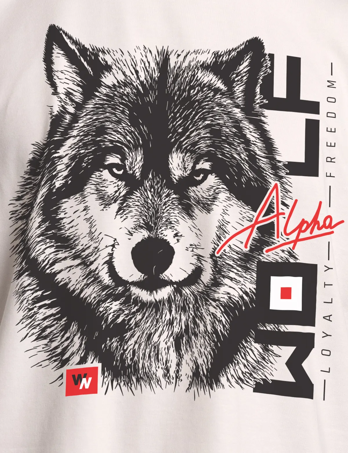 "Wolf Alpha" Футболка мужская белая оверсайз
