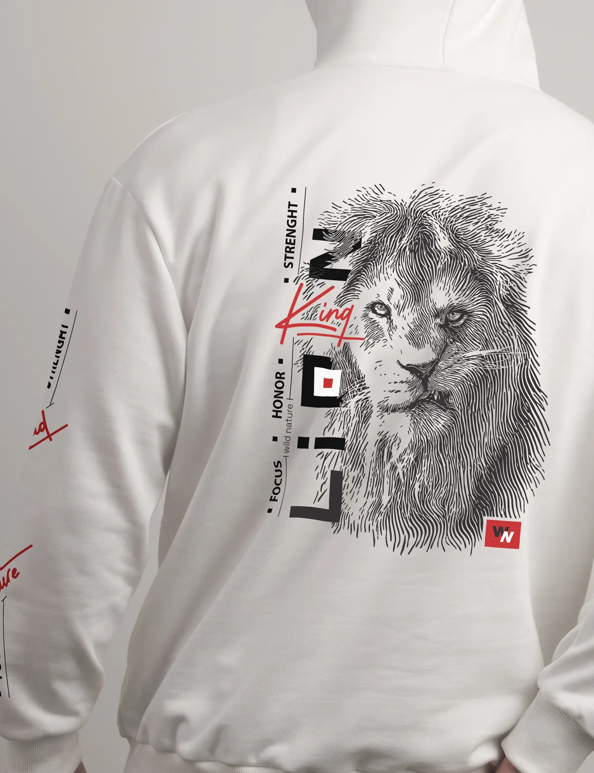 "Lion King" Худи мужское белое оверсайз 