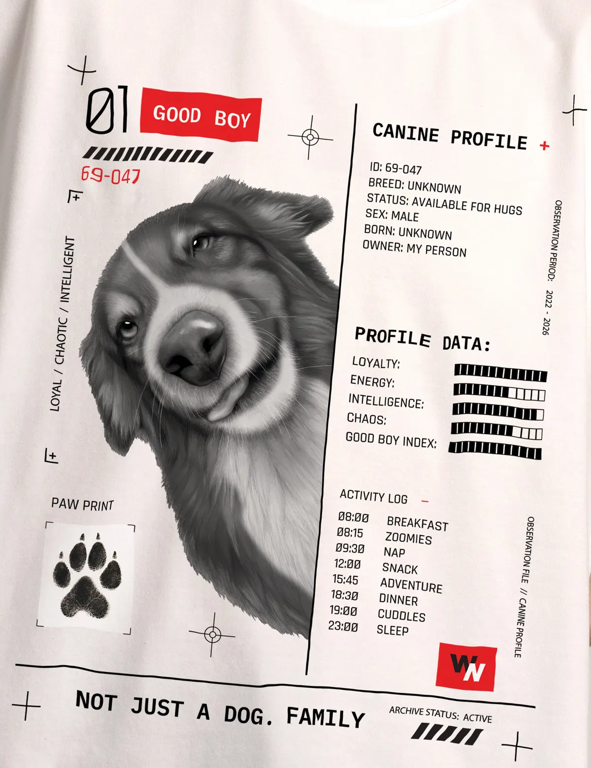 "Good boy. Front design" Футболка женская белая оверсайз. 