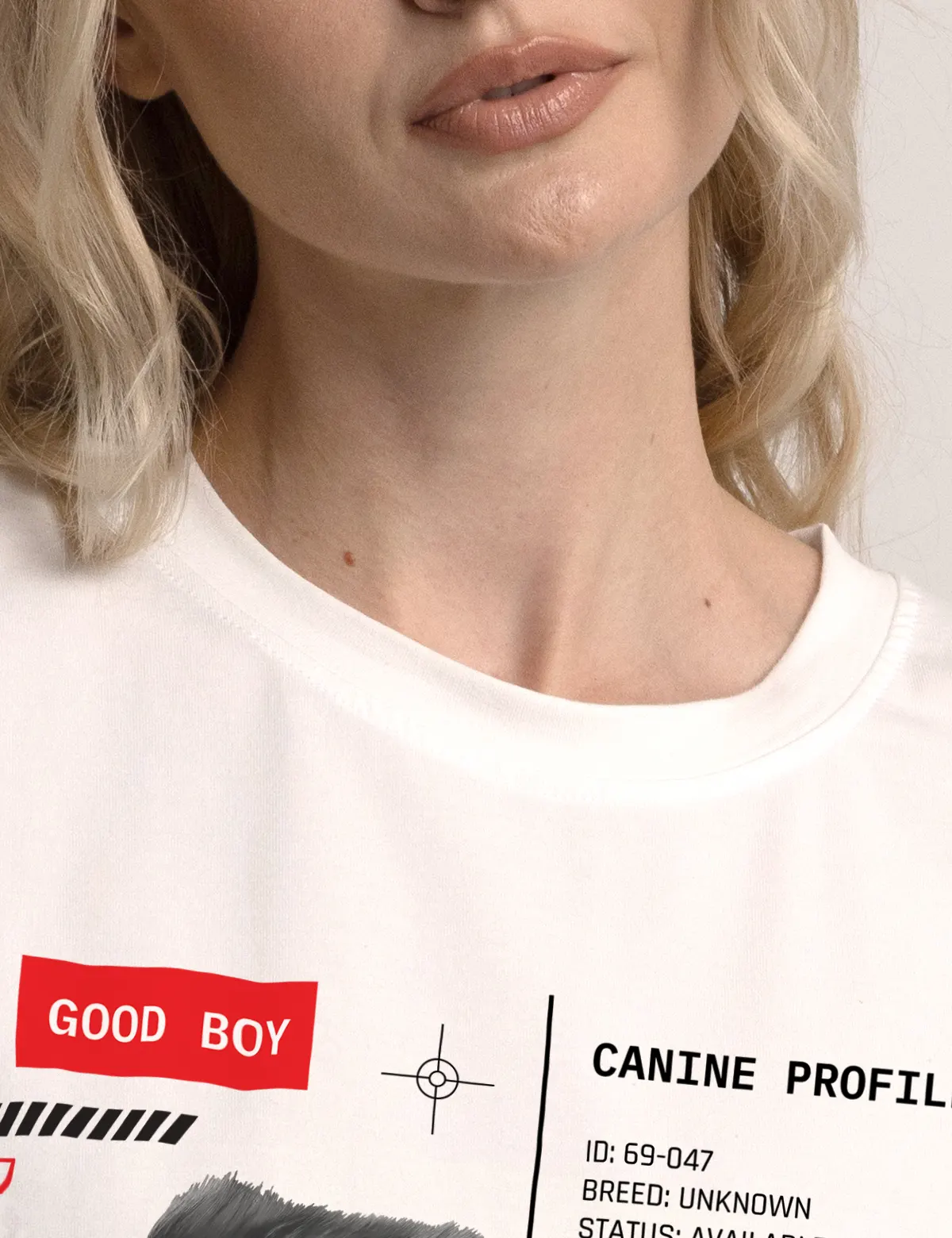"Good boy. Front design" Футболка женская белая оверсайз. 