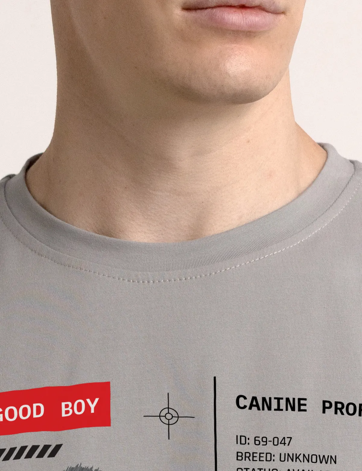 "Good boy. Front design" Футболка мужская серая оверсайз. 