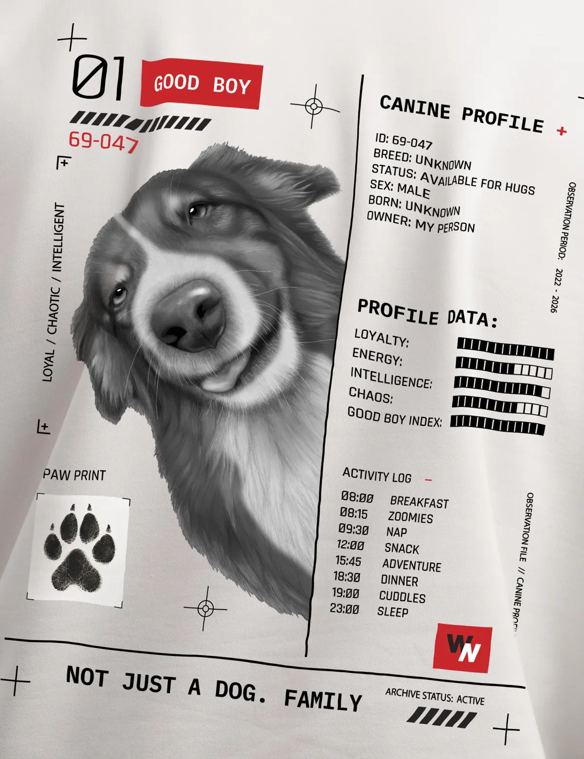 "Good boy. Front design" Худи мужское белое оверсайз. 