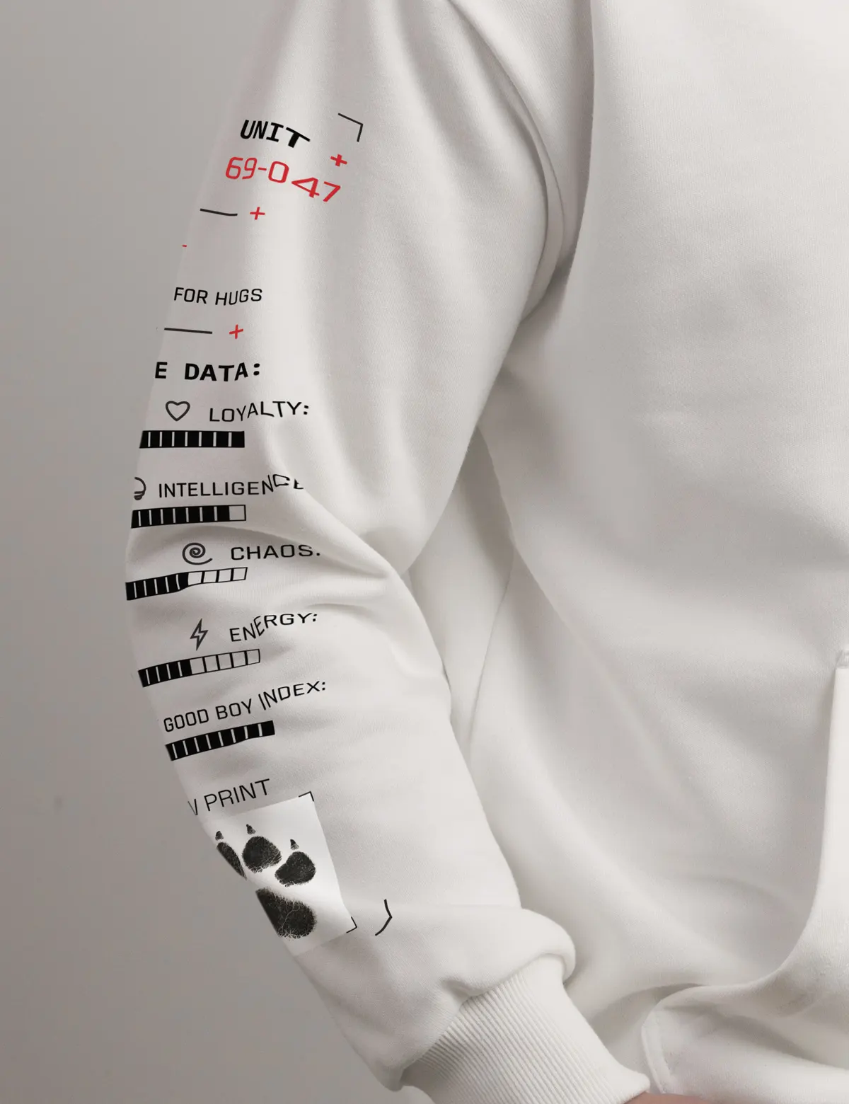 "Good boy. Front design" Худи мужское белое оверсайз. 