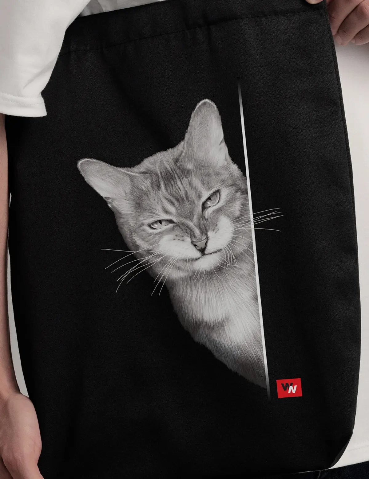 Шоппер черный "Вредный кот"